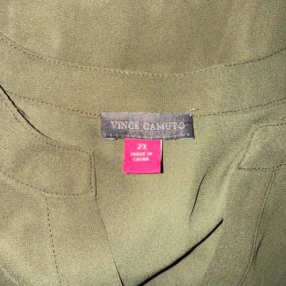 Vince Camuto Solid Long-Sleeve Split-Neck Tiered baby Doll Dress Size 2X - Picture 12 of 15